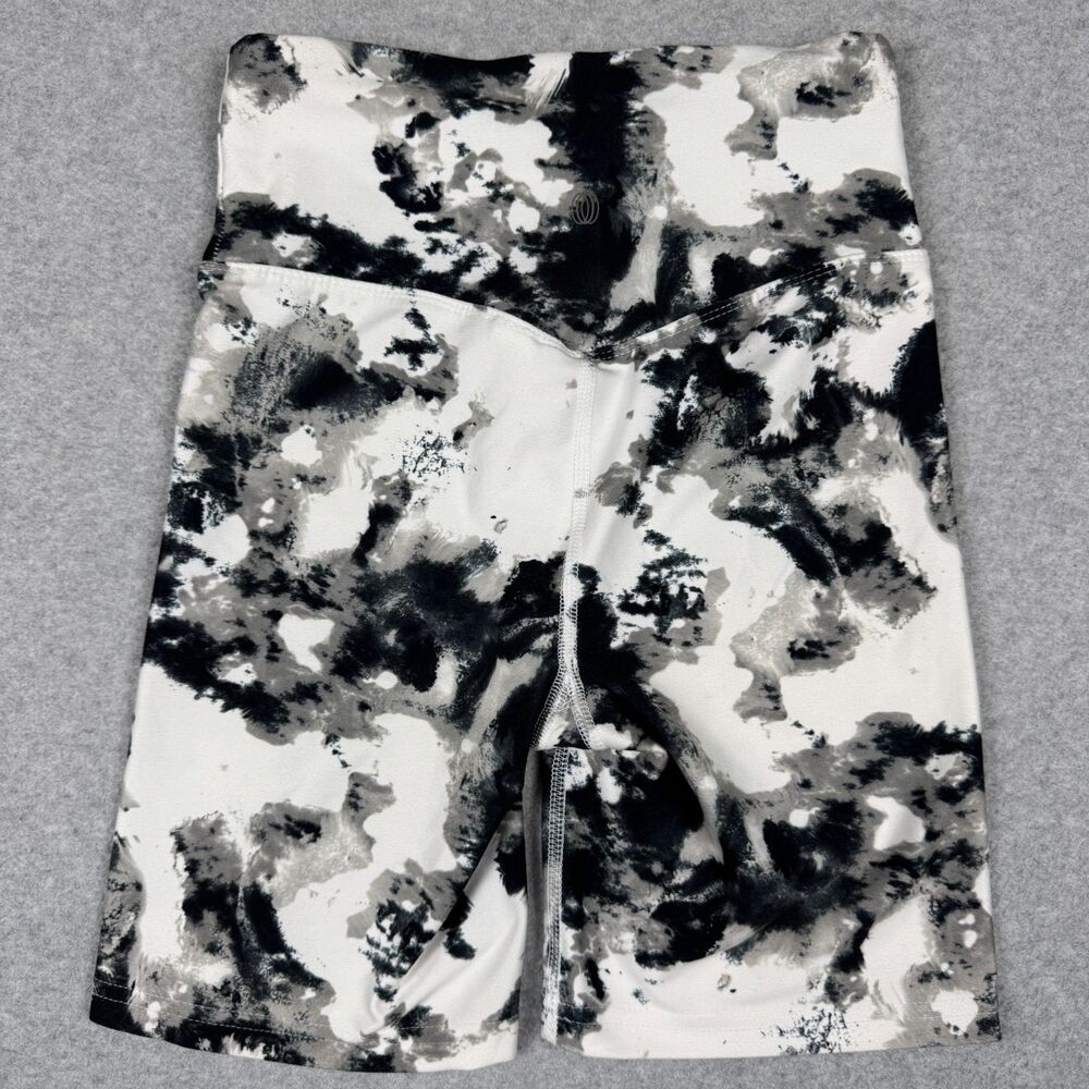 Women's Balance Collection Marbled Ink Pattern Biker Workout Shorts - Small - Picture 2 of 5